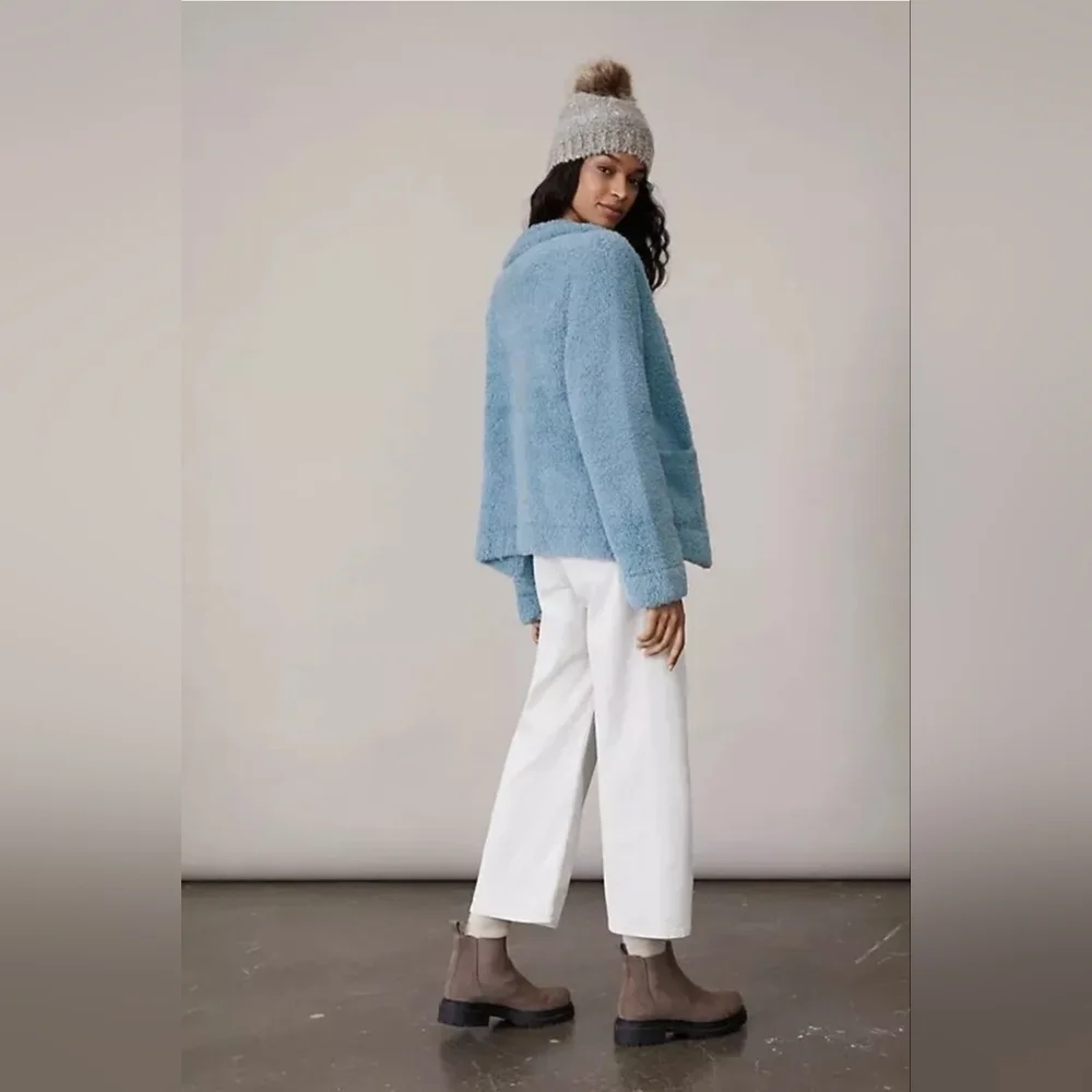 AMADI x Anthropologie Danika Fuzzy Teddy Sky Jacket Coat - Picture 11 of 11